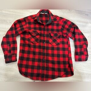 Vintage Woolrich red black buffalo plaid all wool shirt, men’s medium